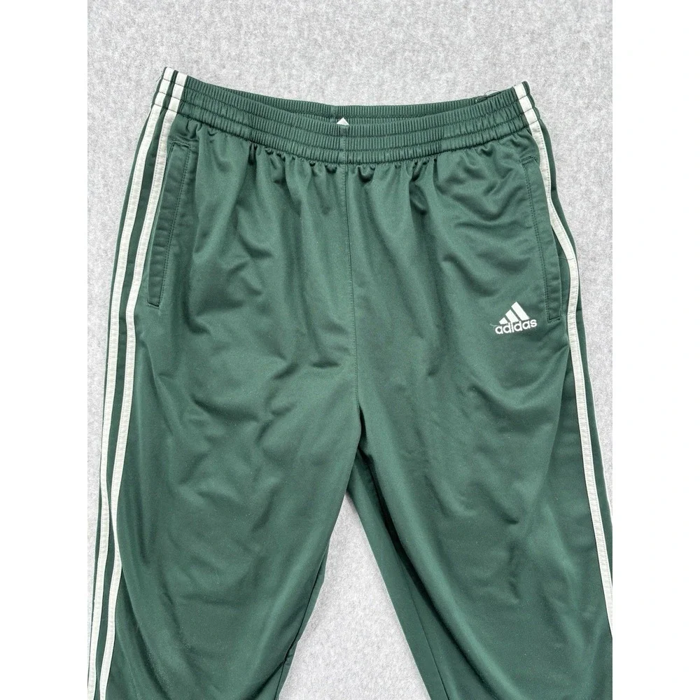 Adidas Snap Tearaway Track Pants Green 3 Stripe Men's XL